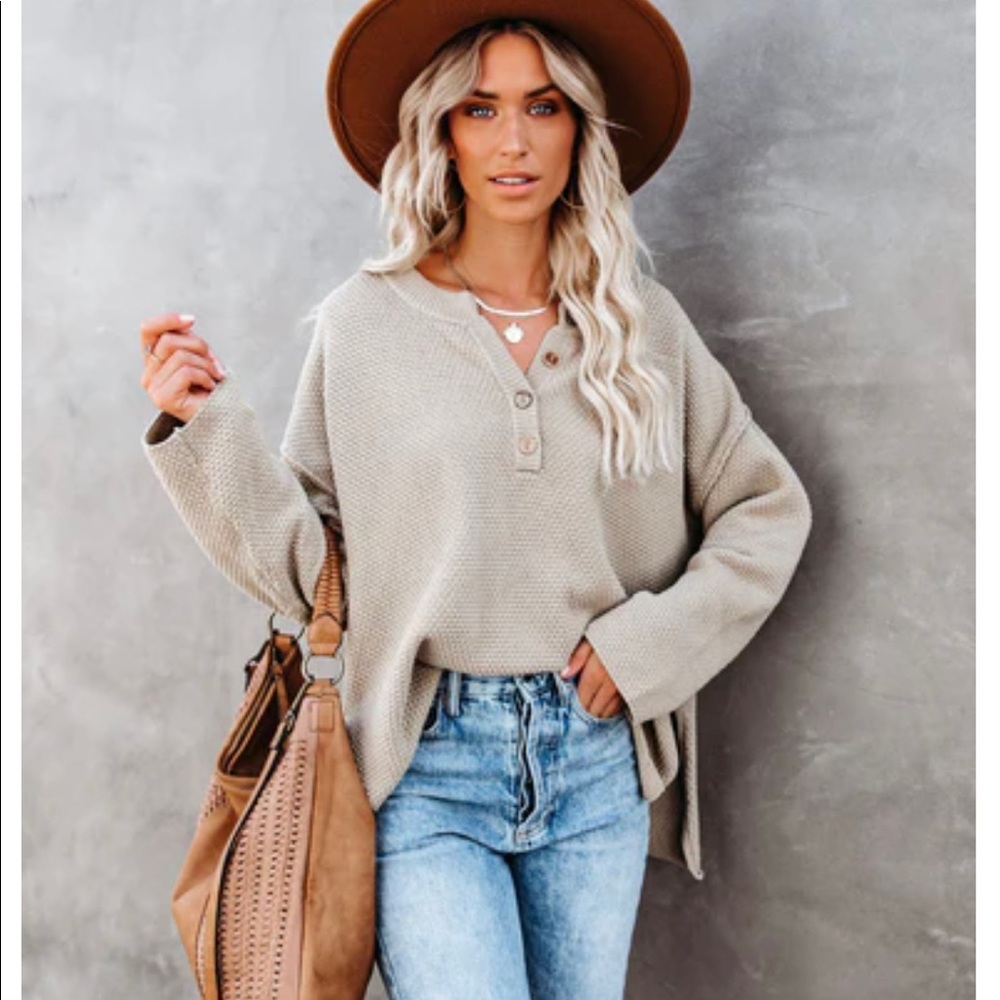 Vici Montana Cotton Henley Sweater